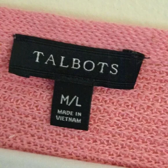 Talbots Coral Asymmetric Linen Blend Lightweight Poncho Cape Size M/L - Picture 3 of 4